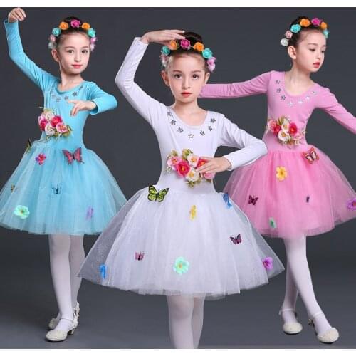 Girls Ballet Modern Dance dress Thick And Disorderly Flower Skirt Fairy Party Performance Costumes Birthday gift