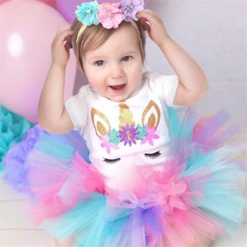 One Year Baby Girl Dress Unicorn Party Girls Tutu Dress Toddler Kids Clothes Baby 1st First Birthday Outfits Infantil Vestido