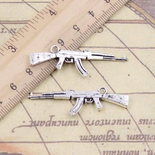 10pcs Charms Machine Gun Assault Rifle ak-47 44x15mm Tibetan Silver Color Pendants Antique Jewelry Making DIY Handmade Craft