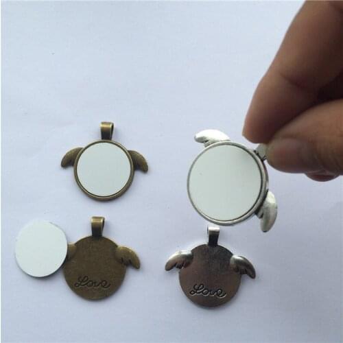 Sublimation blank Angel wings pendants for women hot transfer printing jewelry consumables not include necklace 25pcs/lot