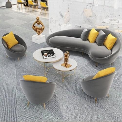 Nordic Simple Fabric Combination Sofa Office Reception Negotiation Sofa Living Room Multi-Person Meeting Leisure Sofa