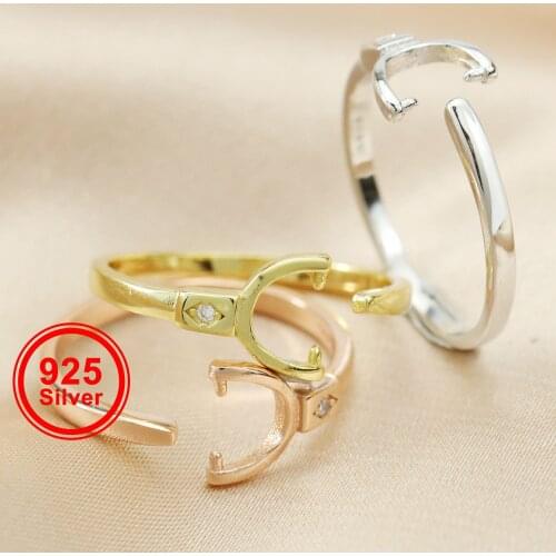 6mm round bead satellite setting solid 925 sterling silver bezel tray DIY adjustable ring settings 1294115