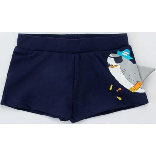 Male Child Navy Blue 3D Pirate Shark Swimsuit