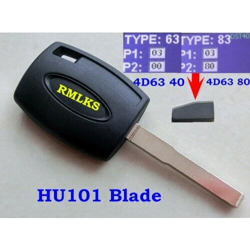 RMLKS 5pcs/lot New Uncut Replacement 4D63 ID83 Transponder Chip Key Uncut HU101 Blade Fit For Focus Transponder chip key