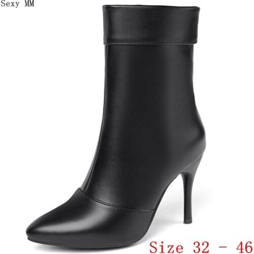 Spring Autumn High Heels Women Ankle Boots High Heel Shoes Woman Short Boots Small Plus Size 32 33 - 41 42 43 44 45 46