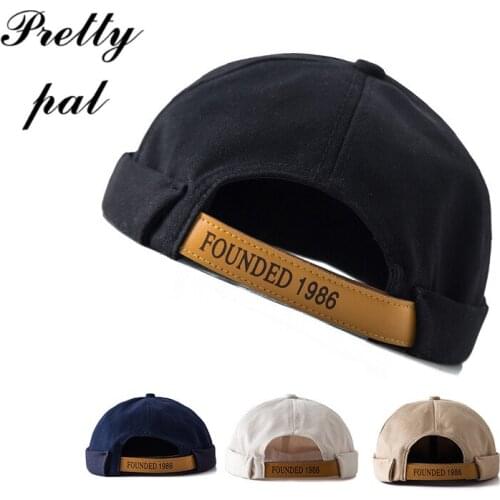 Pretty Pal Retro Men Docker Cap Sailor Biker Women Miki Hat Casual Brimless Skull Loop Beanie Hat Solid Women Korean Style Caps