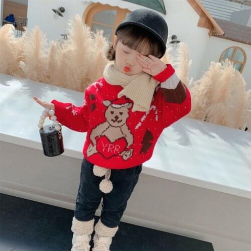 Girls Sweater Babys Coat Outwear 2021 Elegant Thicken Warm Winter Autumn Knitting Scoop Jacket Long Sleeve Childrens Clothing