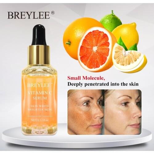 BREYLEE Vitamin C Serum Face Whitening Essence Skin Fade Facial Dark Spots Remove Freckle Dark Circle Brighten Skin Care