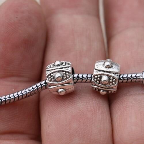 5PCS Tibetan Silver Plated Round Beads Fit Pandora Jewelry Making Charm Bracelet DIY Accessories Handmade Craft 11mm
