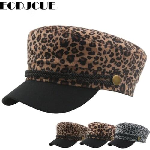 Beret Caps Woman Winter Beret New Leopard Beret Outdoor Wild Navy Cap Leopard Print Military Flat Cap Female Hat
