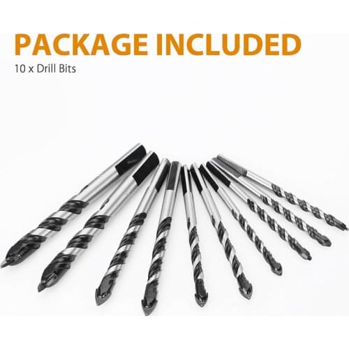 10pcs 6-12mm Triangle Drill Bits Set Multifunction Ceramic Wall Tile Marble Glass Punching Hole Saw Diamond Drilling Bits