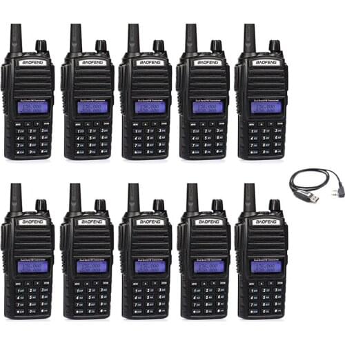 10PCS Baofeng 8W UV-82 Plus Walkie Talkie VHF/UHF Dual Band Portable CB Ham Station Amateur Police Scanner Radio Intercome