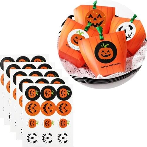 120pcs Halloween Decoration Pumpkin Self Adhesive Paper Sticker Gift Bag Box Label Sealing Sticker Halloween Party Supplies