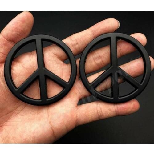 2pcs 3D Metal Black Peace Sign Anti-war Car Trunk Emblem Badge Decal Sticker