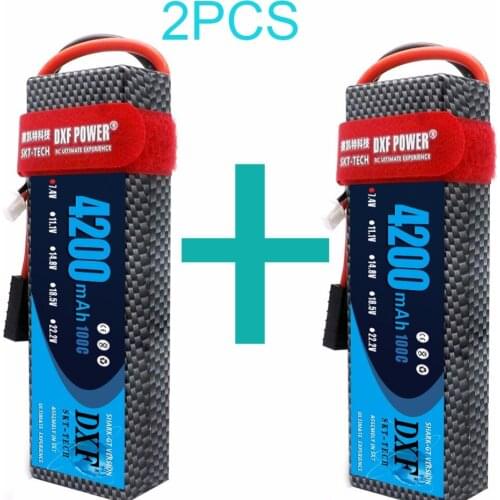 2PCS DXF 2S 7.4V 4200mAh Lipo Battery 100C 200C T Deans XT60 EC5 XT90 Plug TRX RC Parts Hard Case For Car Airplanes Truck