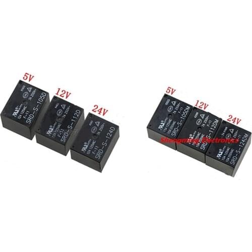 5pcs SRD-S- 105 112 124DM SRD-S- 105D 112D 124D 4pins 5pins 5V 12V 24V Mini Power Relay PCB type T73 10A