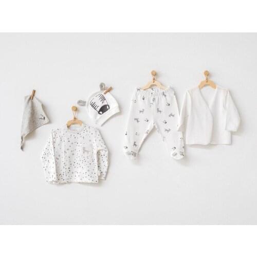 Andywawa AC21000 ZZZ Zebra Newborn 5 Piece The Zibin Set ecru