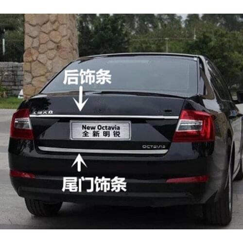 Car styling For Skoda Octavia A7 2014 2015 2016 2017 stainless Steel Rear Trunk Trim lid Cover Tailgate Door Tail Gate Cover