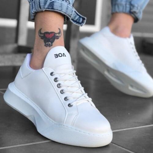 BA0161 Laced High Base White Sports Shoes Daily Wearable High Quality And Elegant Appearance Aesthetic Design Lace-Up