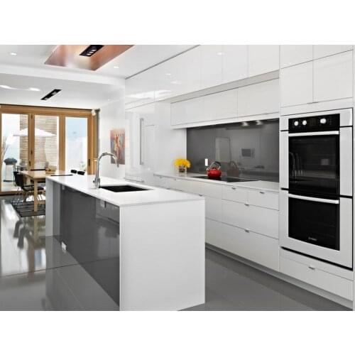 White high gloss modern kitchen cabinet