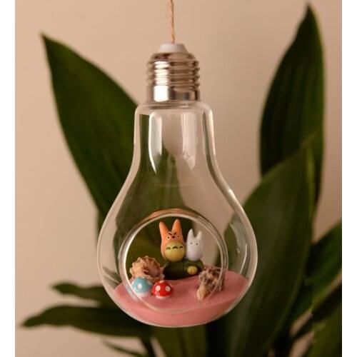 Free Shipping 2pcs/pack 10*15cm Middle Size Bulb Shaped Glass Terrarium Vase Creative Hanging Container Decoration China