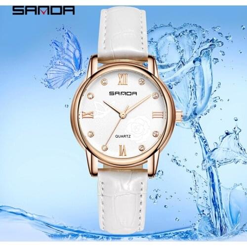 Womens Watches Top Brand SANDA Popular Wristwatch Female Clock Fashion Trendy Waterproof Simple Leather Belt Ladies Quartz Watch