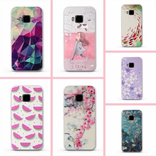 Cartoon Flower Case for HTC One M9 Case 5.0" 3D Relief Printing Soft TPU Cover for HTC One M9 Cover Silicon Back Phone Cases