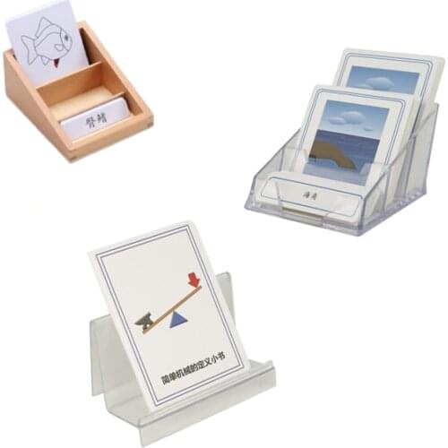 Montessori Materials Ccard Sorting and Organizing Tray Plastic Stand Wooden Mini Tray Preschool Language Educational Equipment