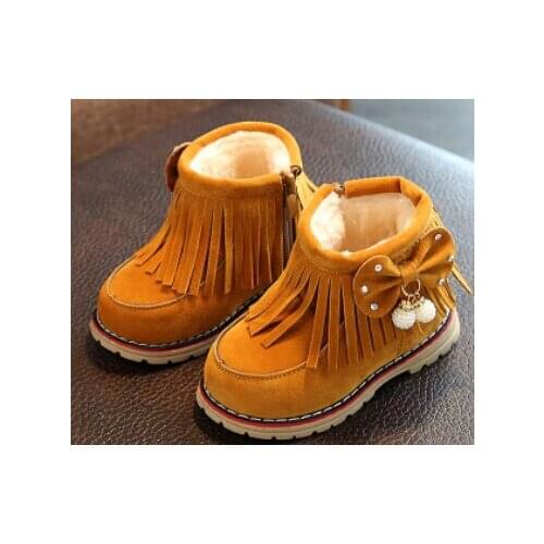 Kids Ankle Boots Winter Fashion Child Leather Snow Boots For Girls Warm Shoes Casual Plush Baby boots Shoes 2018