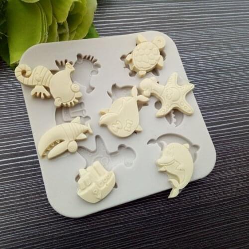 Marine chocolate mold silicone Fondant cake tools Birthday cake decoration mold