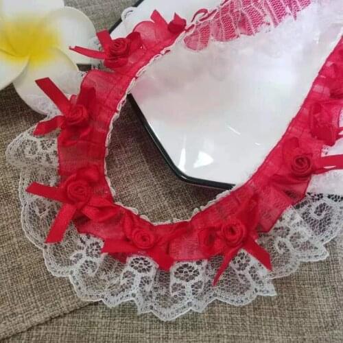 1Yards Latest Rose Lace Fabric Guipure 5cm Sewing Trim Ribbon Yellow Purple Ribbon Sky Blue Lace Material Christmas Gifts QZ4