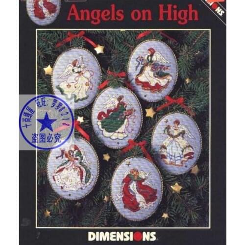 COTTON Top Quality Lovely Hot Sell Counted Cross Stitch Kit Angels on High Christmas Tree Ornament 6 pieces Ornaments Dim 00285