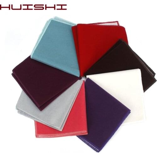 HUISHI Solid Color Gold Velvet Pocket Square Mens Black Red Blue Handkerchiefs Small Pocket Square Towel For Wedding Party Gift