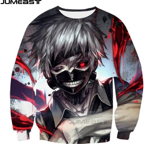 Jumeast Brand Men/Women 3D Printed Sweatshirt Anime Tokyo Ghoul Long Sleeve Fashion T Shirt Sport Pullover Spring Tops Tees