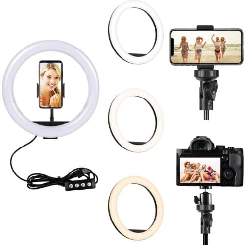 12"/10" LED ring light dimmable lighting kit mobile phone tripod makeup YouTube live LN