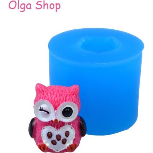 DYL177 13.9mm Cute 3D Owl Silicone Mold - 3D Animal Mold Miniature Sweets Candle, Gum Paste, Candy, Jewelry, Resin, Chocolate