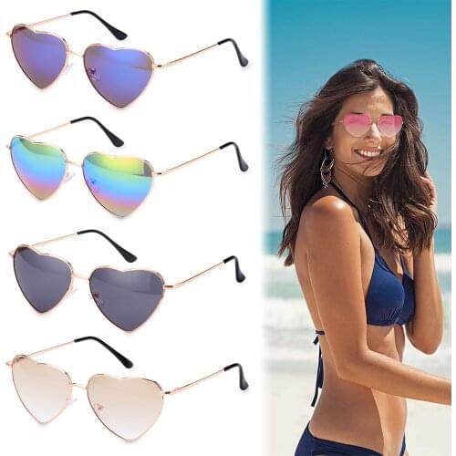 Fashion UV400 Heart Shape Car Motorcycle Goggles Vintage Outdoor Dustproof Sunglasses Women Fashion Metal Frame Sun Glasses