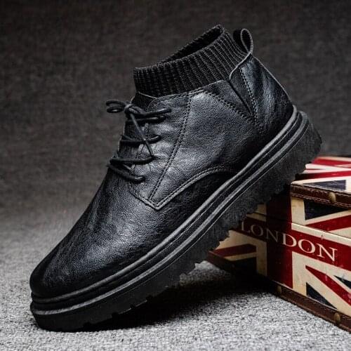 2021 new spring and autumn mens shoes Korean fashion high top shoes versatile mens sports leisure fashion black trendy shoes