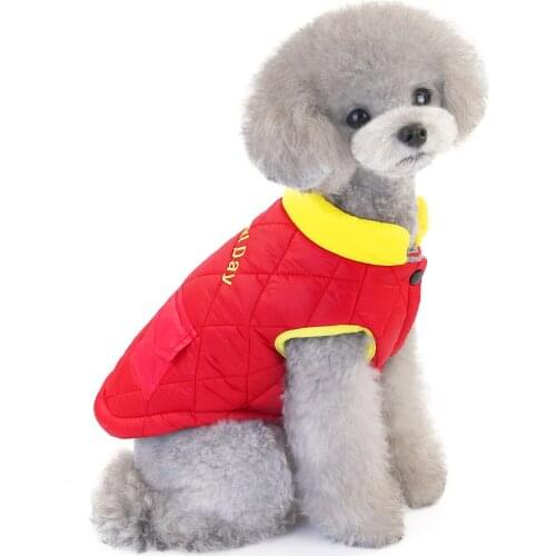 New Autumn Winter Dog Clothes For Small Dogs Boy Girl Teddy Red Fleece Keep Warm Thick Wadded Vest Puppy Outfit Pet Clothing