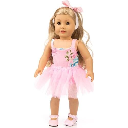 Dolls Clothes for 45cm American dolls and new born doll accessories fashion Pink fur collar coat + trousers