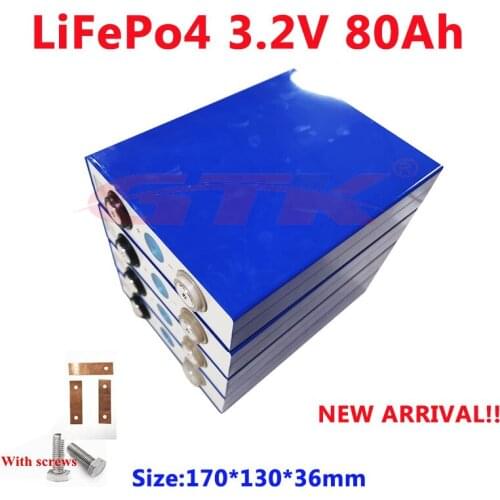 Original New 80Ah lifepo4 3.2v cell prismatic LiFePo4 battery pack diy 12v 24v ebike solar batteries for solar inverter motor