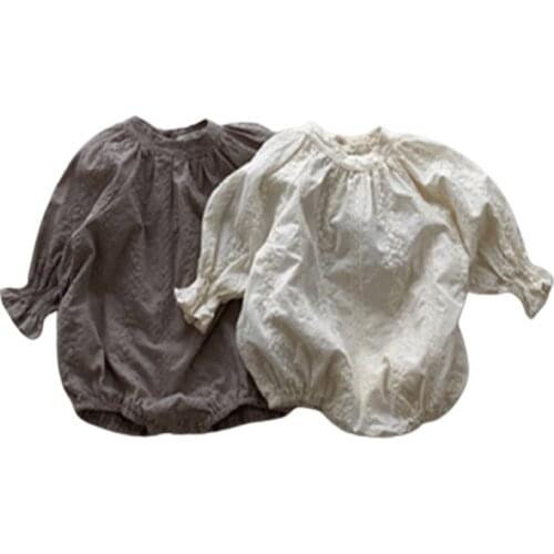 0-3Y Newborn White Jumpsuit Toddler Baby Girl Princess Embroidered Romper Cotton Long Sleeve Costume Cute Baby Birthday Clothes