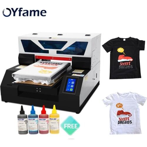 OYfame A3 Flatbed Printer A3 DTG Printer For Dark Light t shirt hoodies printing machine with White ink cycle A3 dtg printer