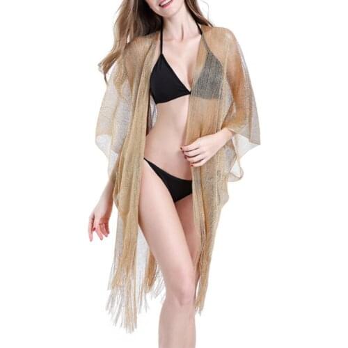 Sexy Swimsuit Cover Ups Women Summer Beach Dress Cover Up Ladies Beach Wear Ba-ther Woven Sunscreen Silk Woven Clothing
