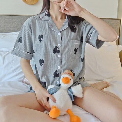 CAIYIER Cotton Pajamas Set For Women Summer Girls Leopard Grain Print Sleepwear 2 Piece Shorts Casual Loose Sexy Nightwear M-2XL