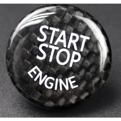 Genuine Carbon Fiber Black Keyless Go Push Start Stop Button Cover for BMW