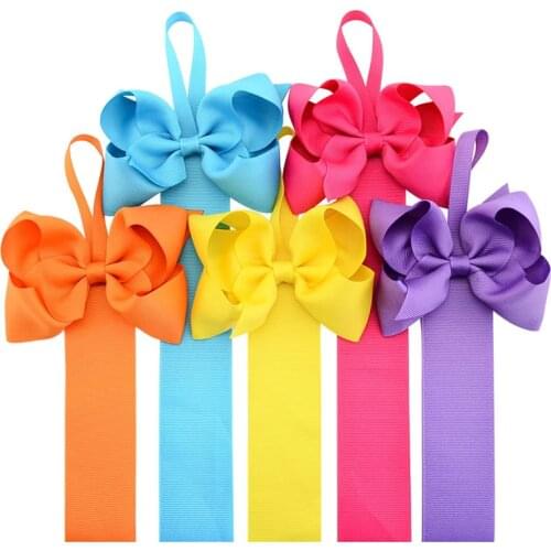 MIXIU 12pcs/set 26 Inch Solid Storage Belt Grosgrain Ribbon Bow Holder with Hair Clip Headwear Holder Kids Hair Accessories