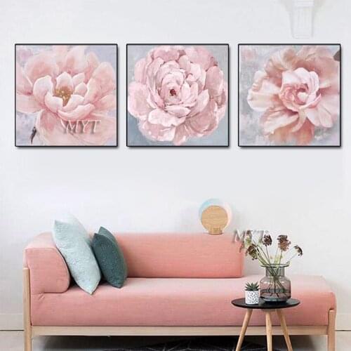 Modern 100% handmade abstract canvas red peony acrylic picture restaurant hanging painting home mural