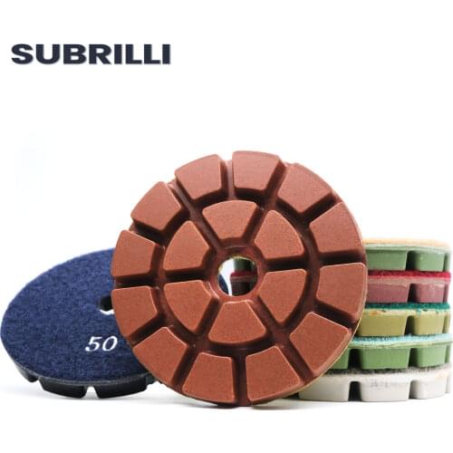 SUBRILLI 4 Inch100mm Floor Polisher Pads Diamond Resin Bond Grinding Discs For Polishing Stone Concrete Terrazzo Floor