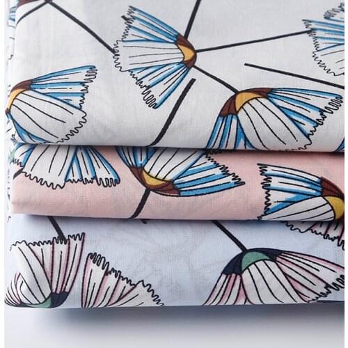 HLQON cotton sateen Ginkgo biloba pattern fabric for sewing women clothing upholstery tissue wedding dress patchwork DIY